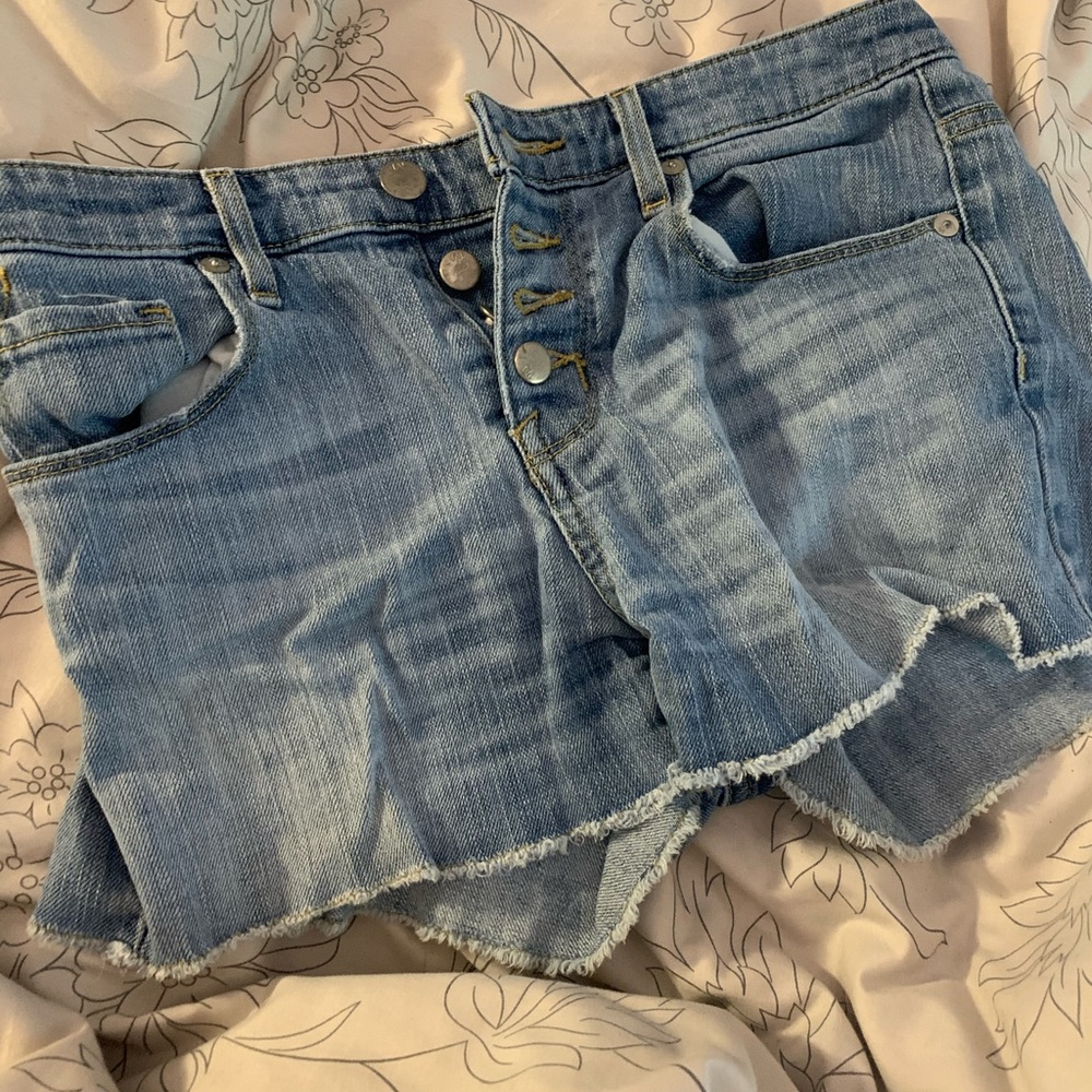 High waisted button up shorts.